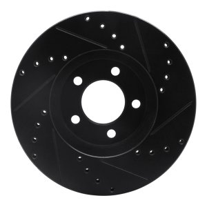 Ford Thunderbird Brake Rotor (1) - Front Left - R1 Concepts - Drilled & Slotted - Black - `93-`07